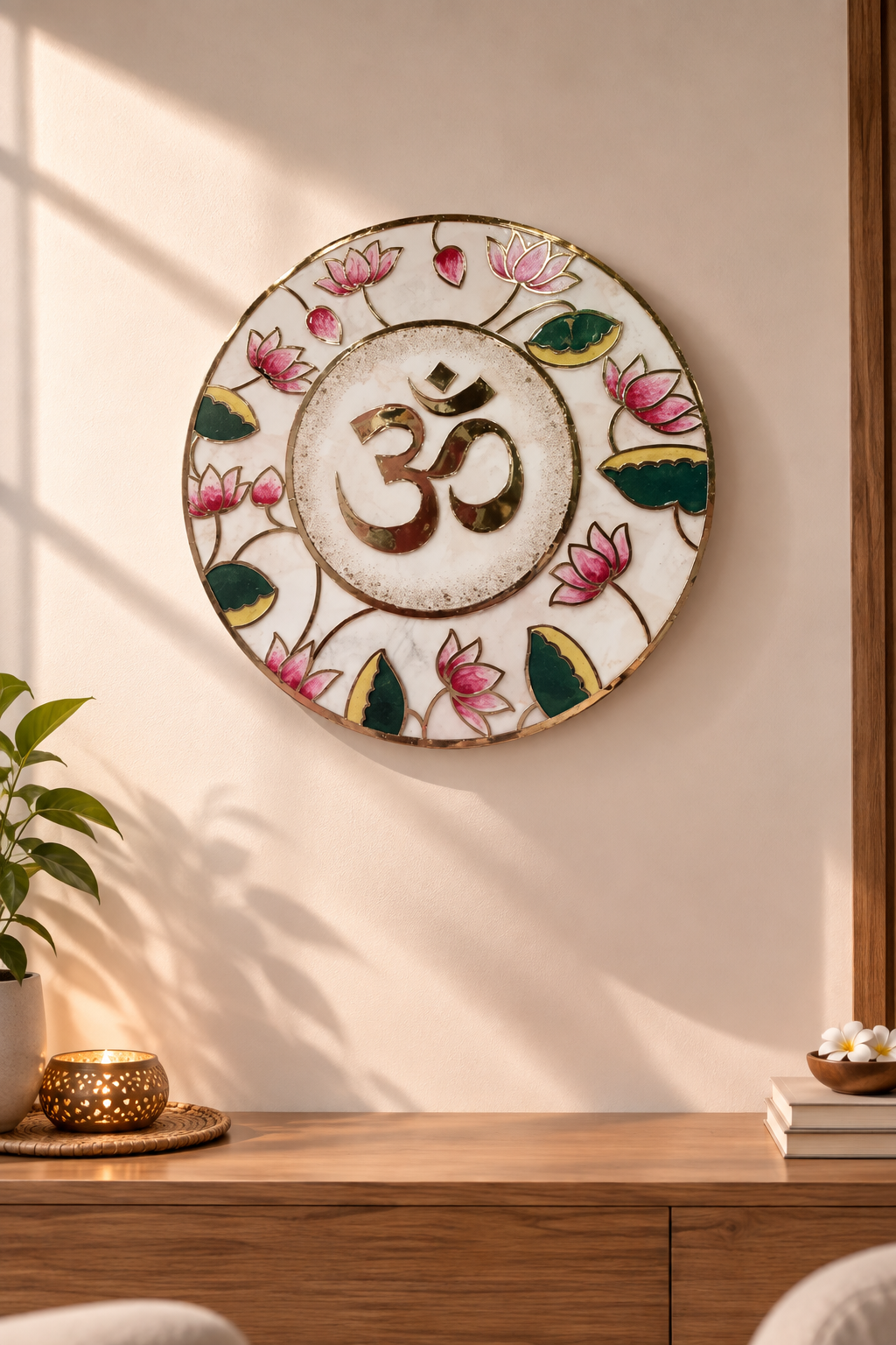 2D Fusion Om Temple Decor Resin Art Frame | Premium Handmade Om Wall Decor by Art Local