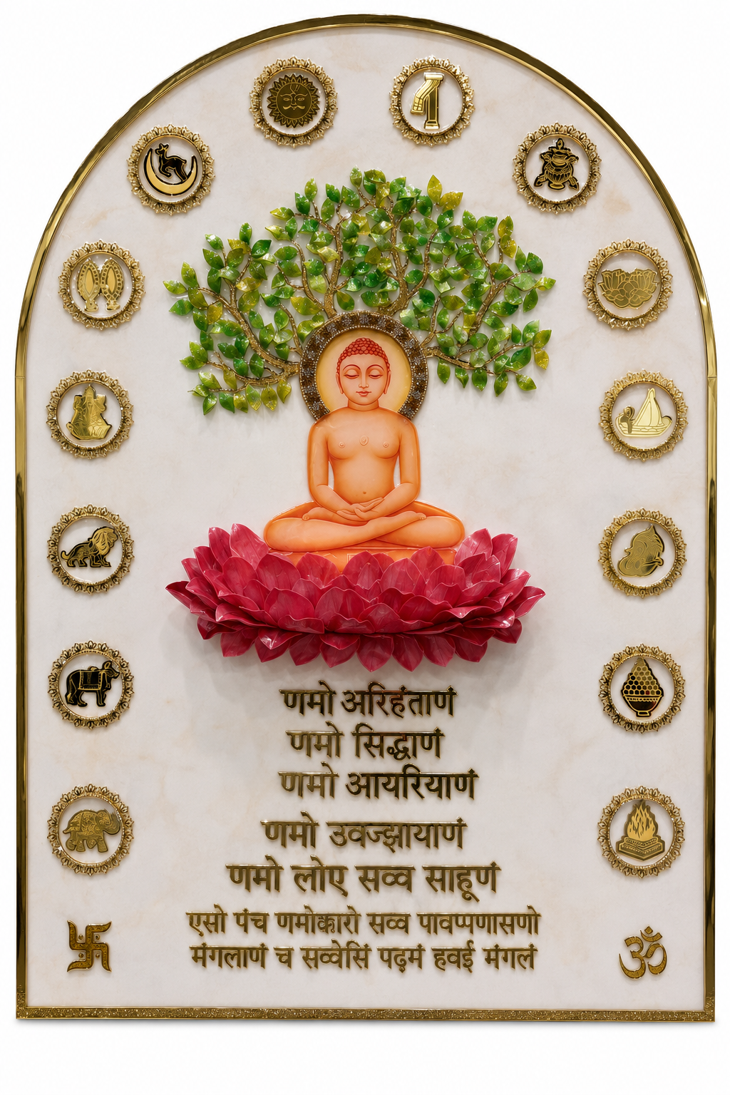 Dome Shaped 3D Navkar Mantra Resin Art Frame | Jain Spiritual Wall Decor by Art Local