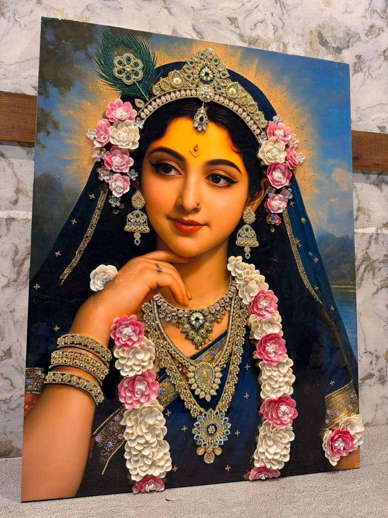 3D Radha Rani Resin Artwork | Elegant Divine Wall Art for Home Decor