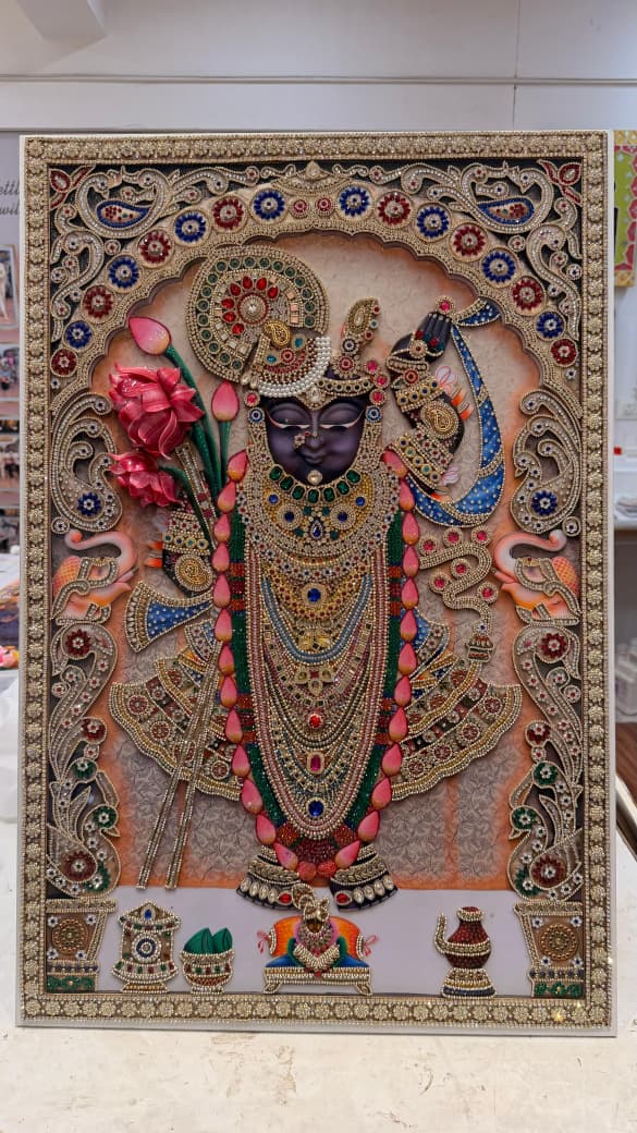 3D Shreenathji Resin Artwork | Traditional Divine Wall Decor for Home & Temple