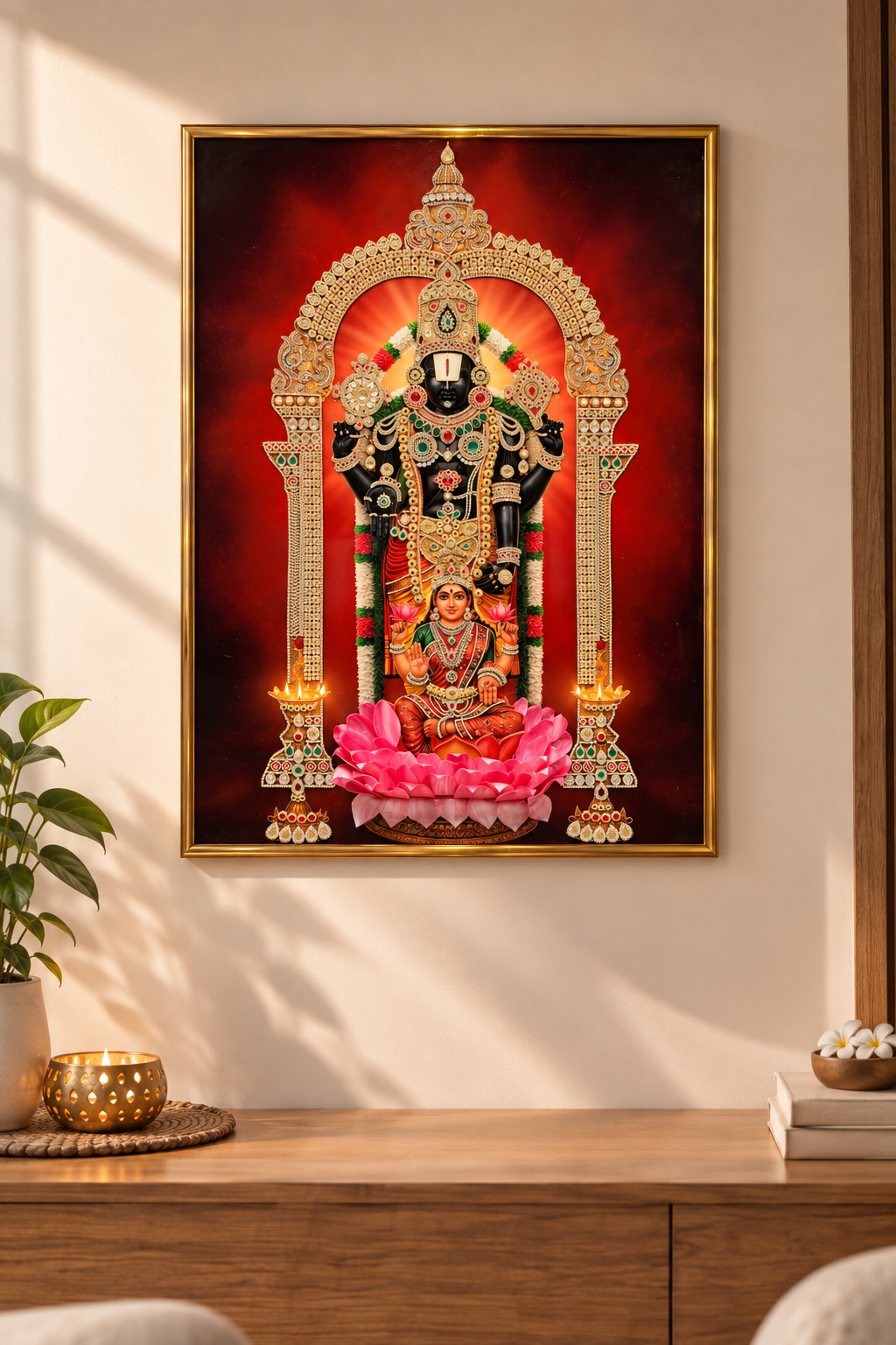 3D Flower Balaji & Lakshmi Wall Art | Premium Handmade Home Decor