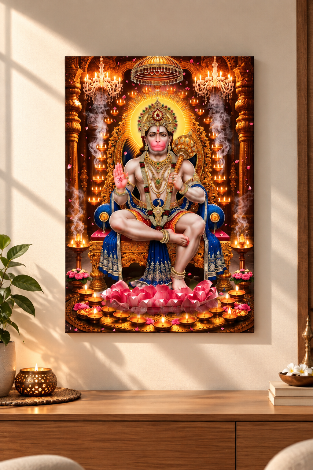 3D Hanuman Resin Art Frame | Divine Spiritual Wall Decor for Home & Temple by Art Local