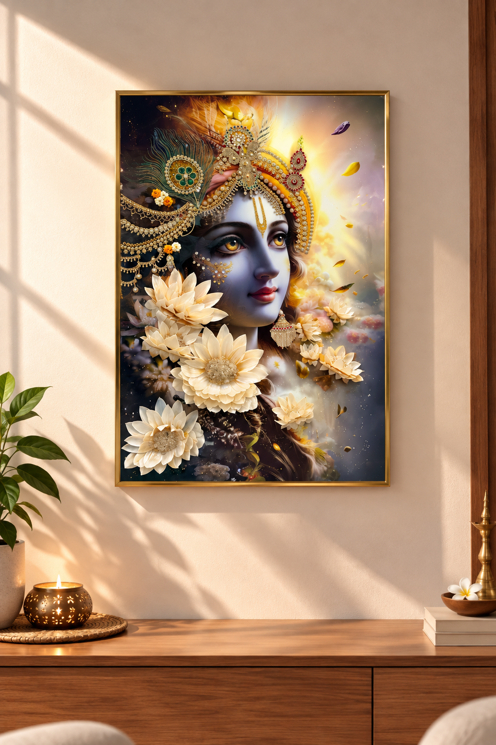 3D Krishna Resin Art Frame | Premium Spiritual Artwork for Elegant Home Decor