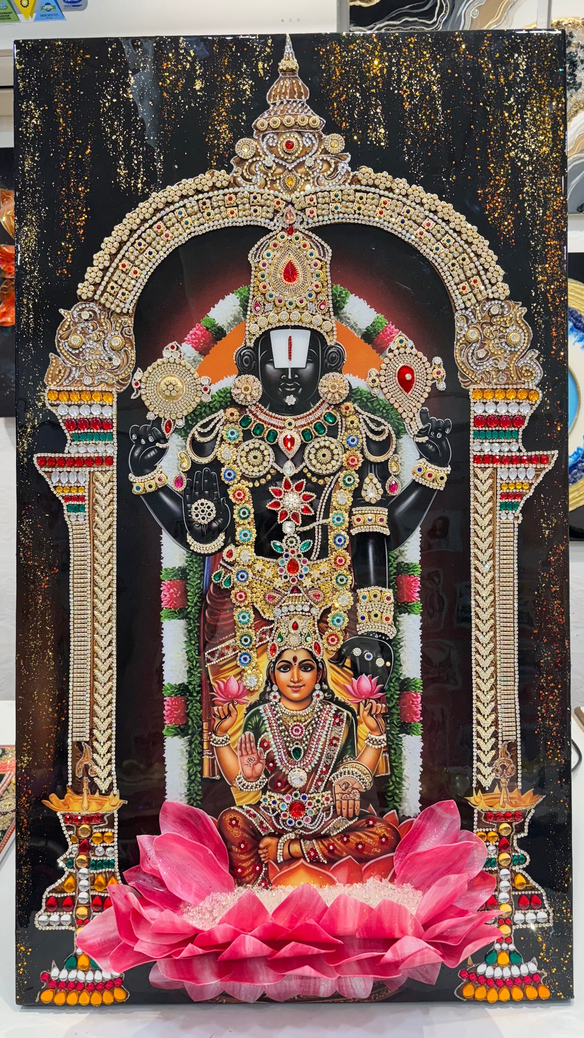 3D Lord Venkatesh Swami Resin Art Frame | Luxury Spiritual Wall Decor | Art Local