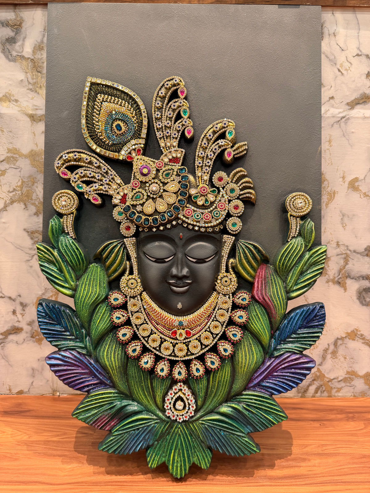 3D Mukharvind Krishna Resin Art | Intricate Handcrafted Spiritual Wall Decor