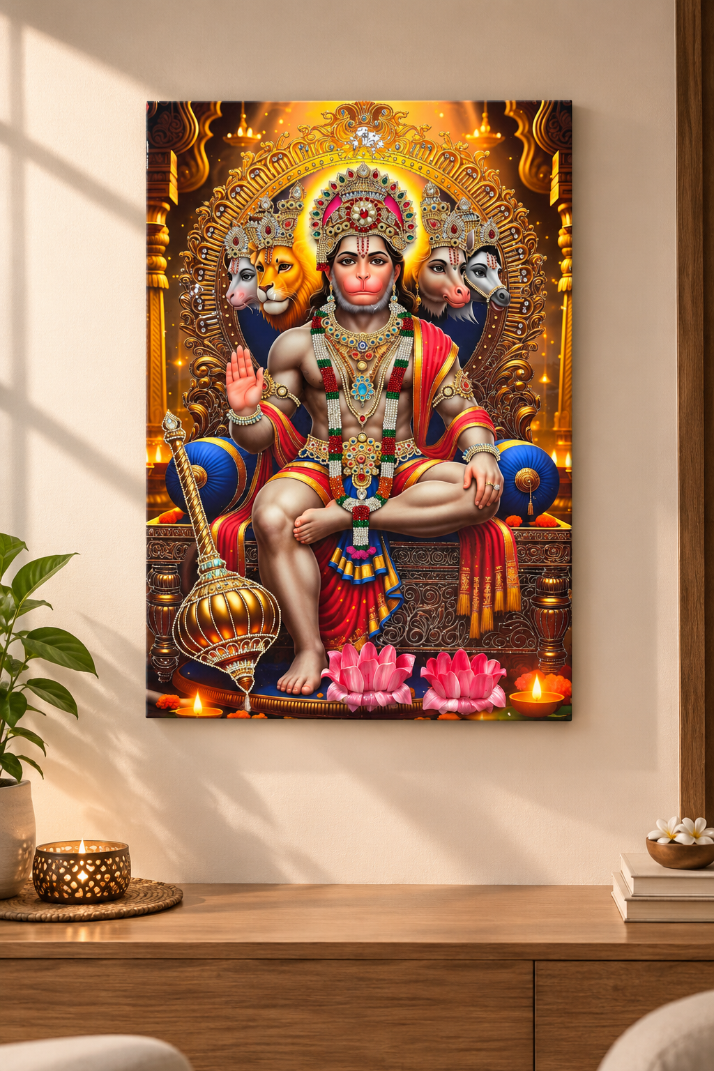 3D Panchmukhi Hanuman Resin Art Frame | Divine Spiritual Wall Decor by Art Local