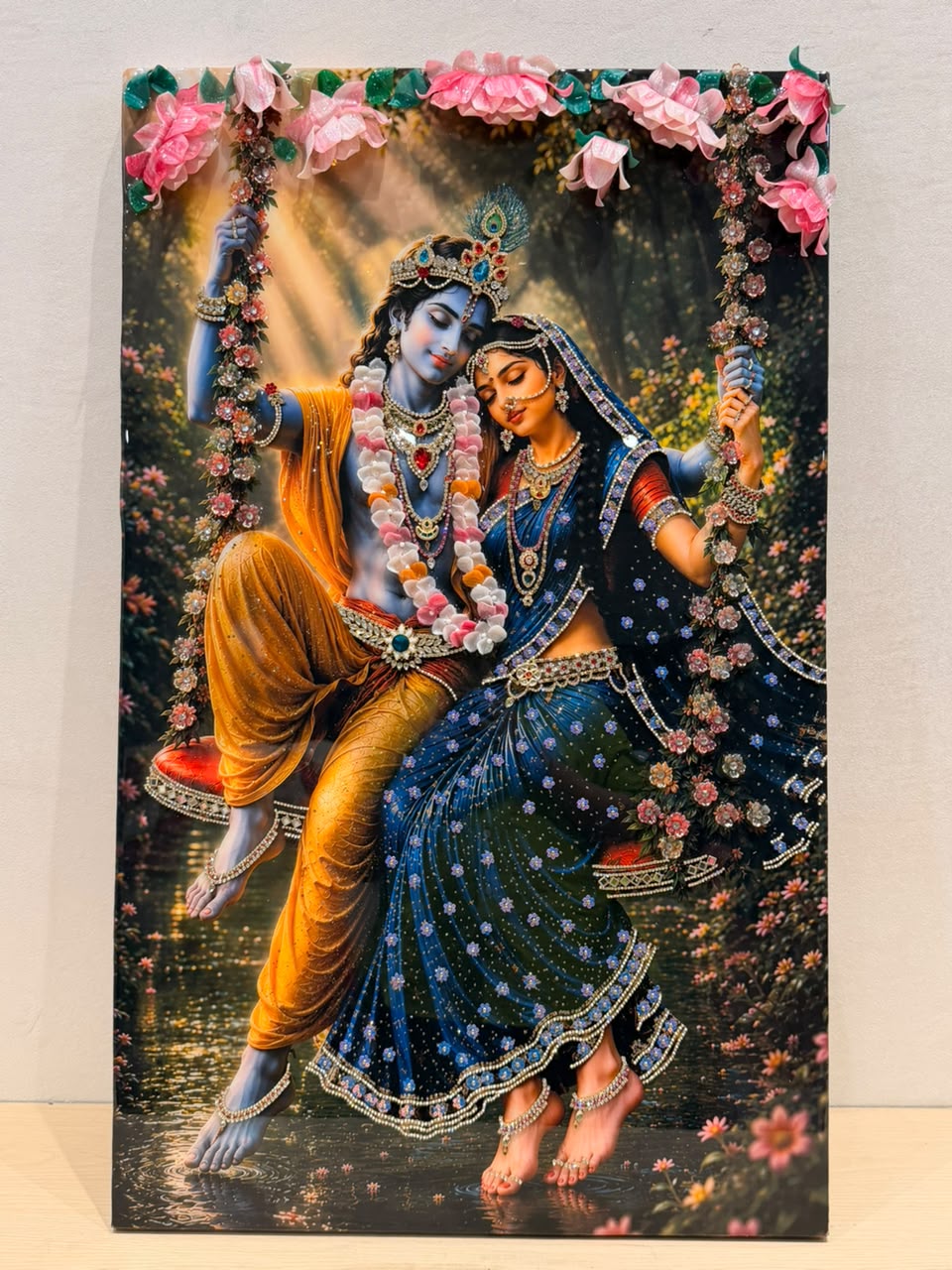 3D Radha Krishna Resin Art Frame | Divine Artwork for Premium Home Decor