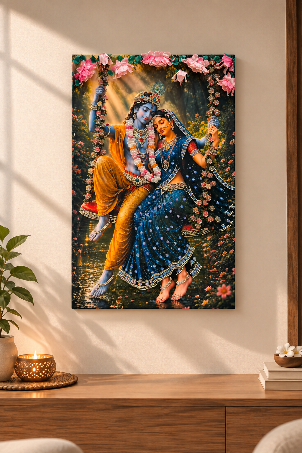 3D Radha Krishna Resin Art Frame | Divine Artwork for Premium Home Decor