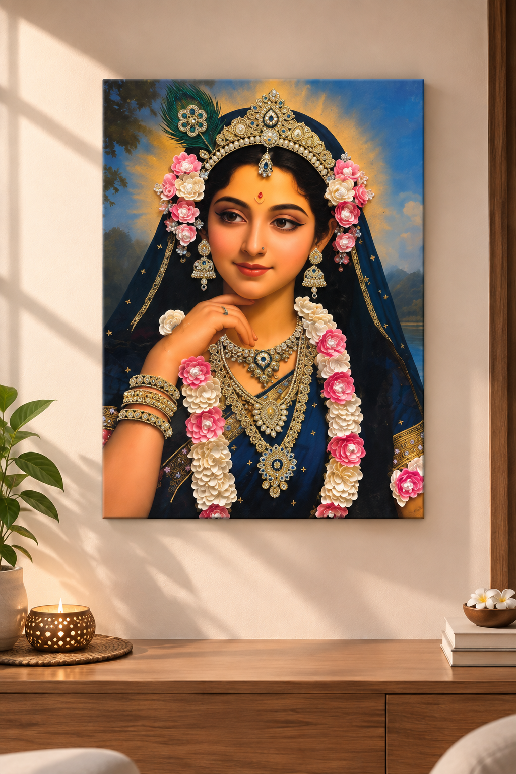3D Radha Rani Resin Artwork | Elegant Divine Wall Art for Home Decor