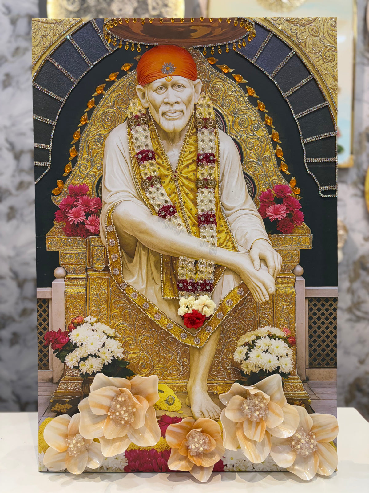 3D Sai Baba Resin Art Frame | Premium Handmade Wall Decor | Art Local