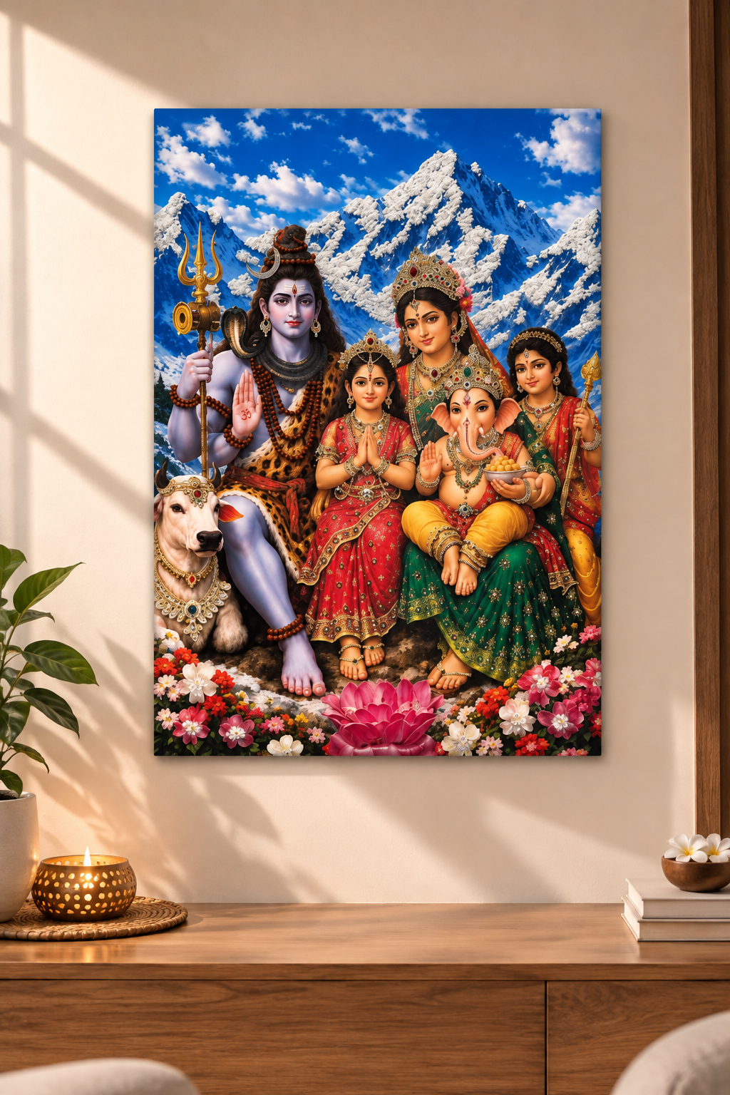 3D Shiv Parivar Resin Art Frame | Premium Handmade Religious Wall Decor for Home & Office