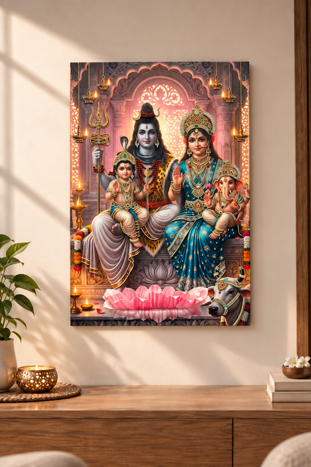 3D Shiv Parivar Resin Art Frame | Premium Handmade Religious Wall Decor for Home & Office