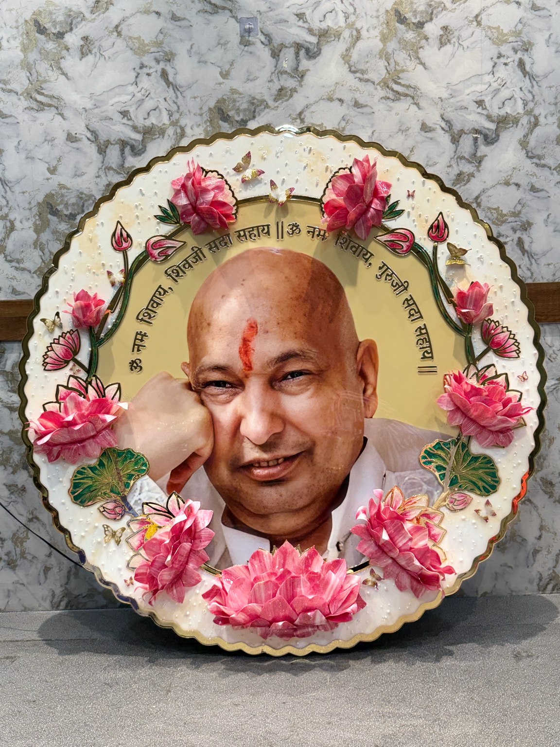 3D Lotus Guruji Resin Art Frame | Spiritual Floral Wall Decor by Art Local