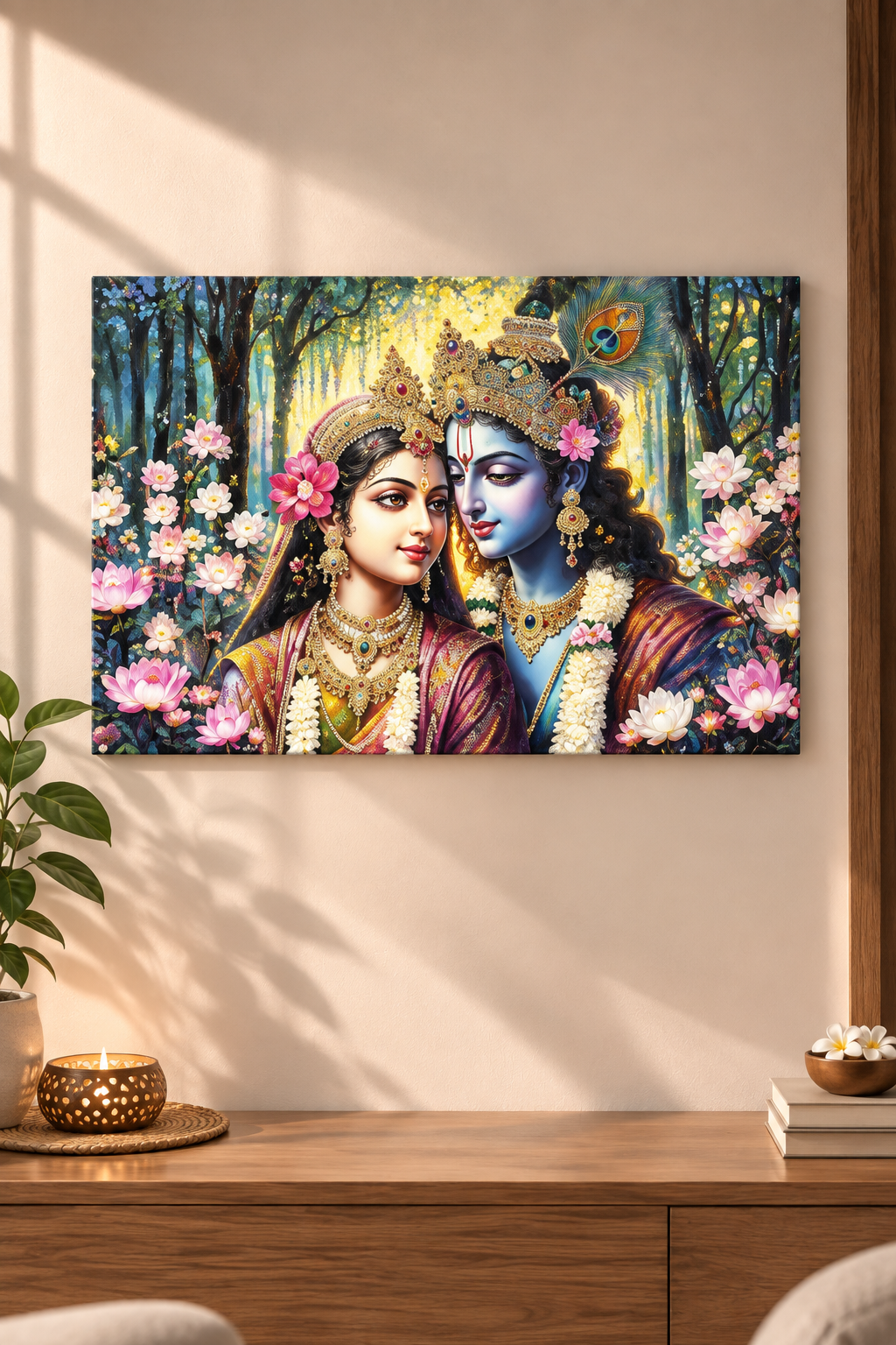 Large 3D Radha Krishna Resin Art Frame | Luxury Home Decor | Art Local