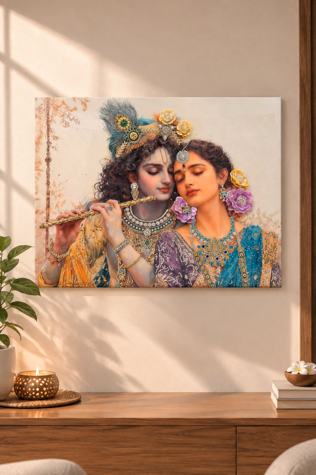 Radha Krishna Wall Art | Elegant Divine Resin Artwork