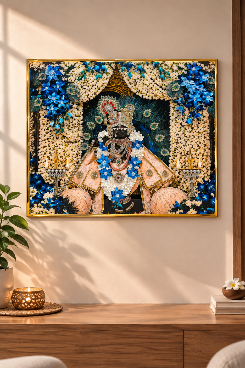 Radha Raman Wall Art | Premium 3D Floral Resin Decor