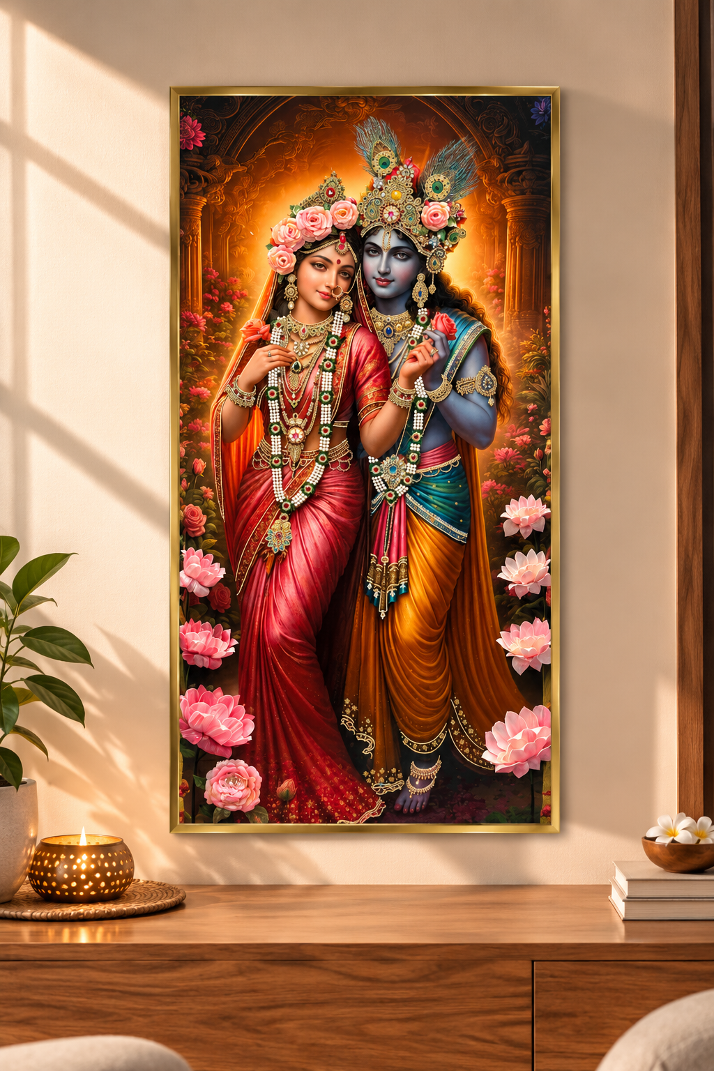 Standing Radha Krishna Wall Art | Premium Divine Artwork