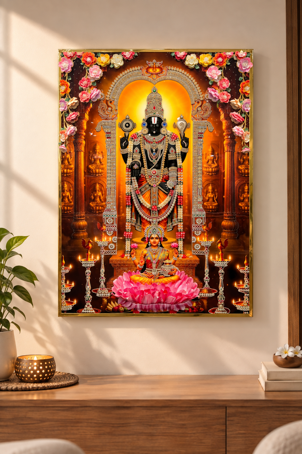 Top Flower Balaji & Lakshmi Wall Art | Premium 3D Floral Decor